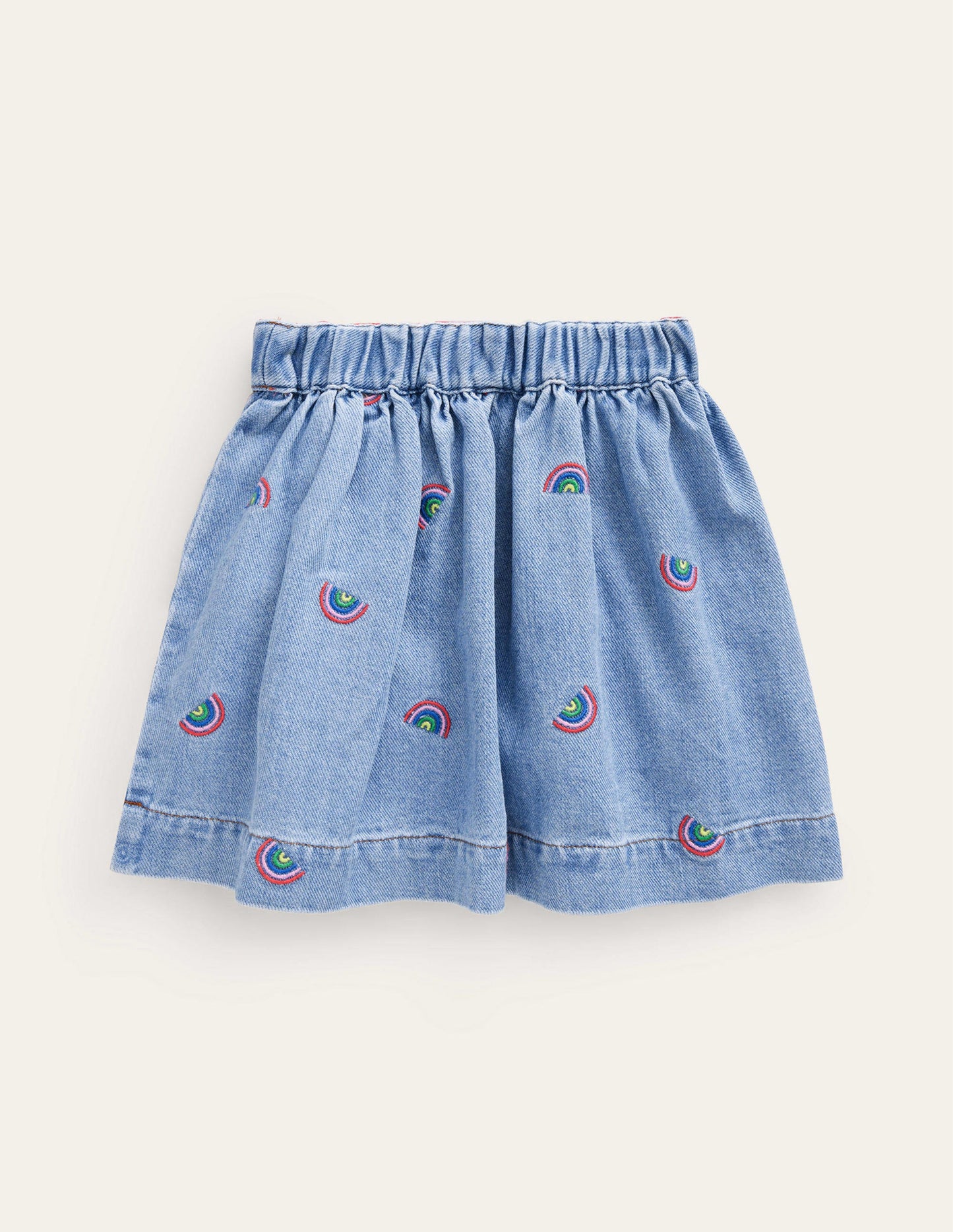 Button Through Twirly Skirt-Scattered Rainbow Embroidery