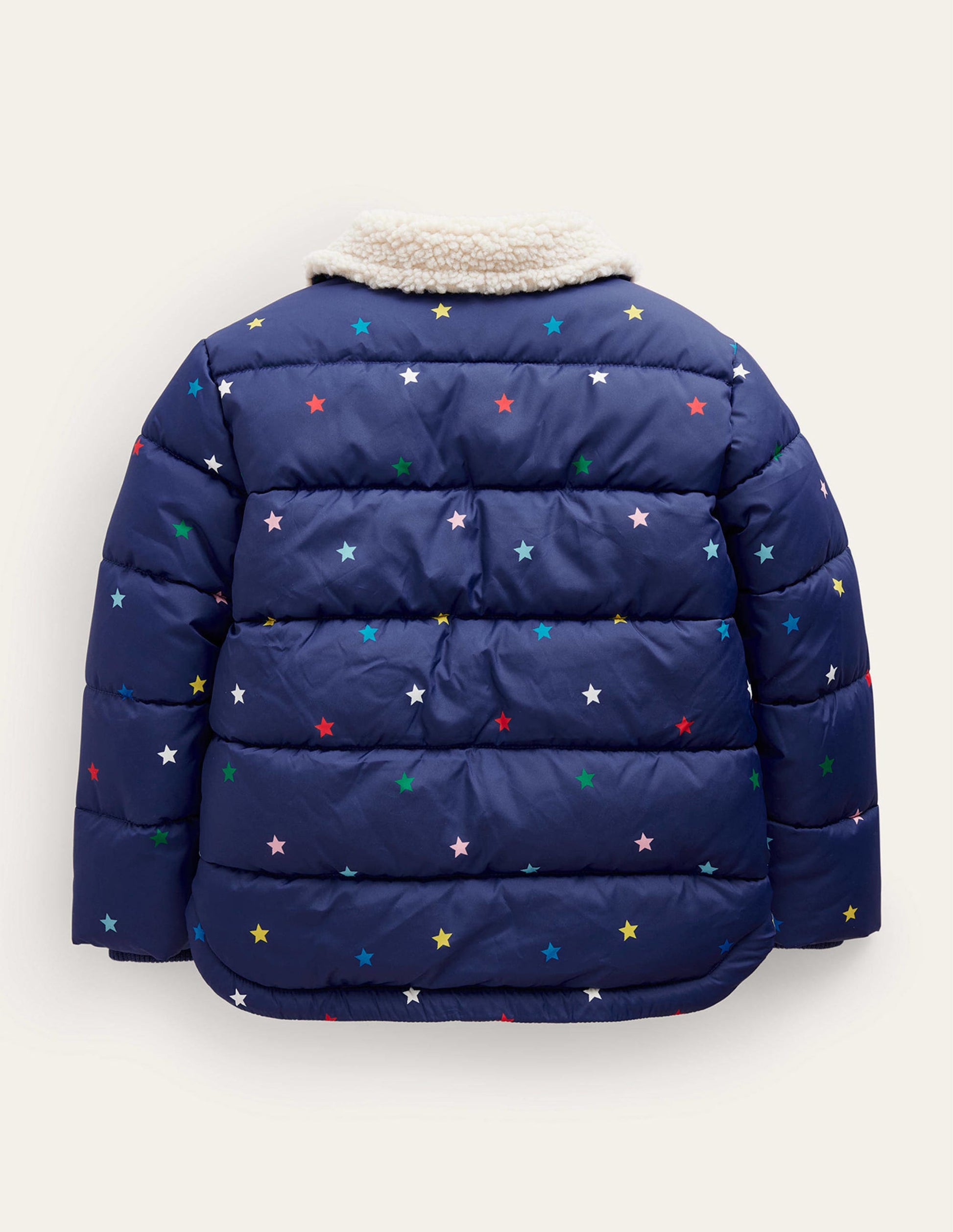 Borg Detail Padded Jacket-Navy / Multi Confetti Star-2