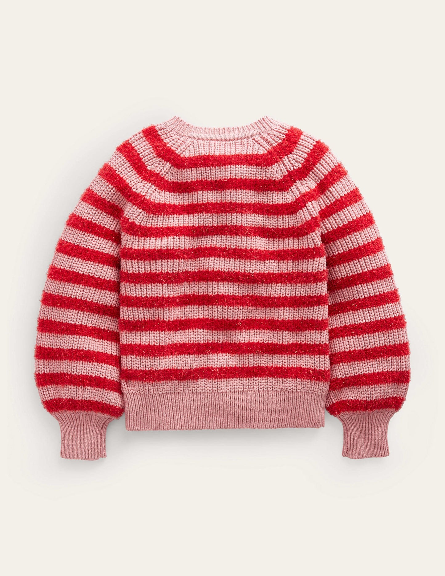 Blouson Stripe Cardigan-Mid Pink Sparkle