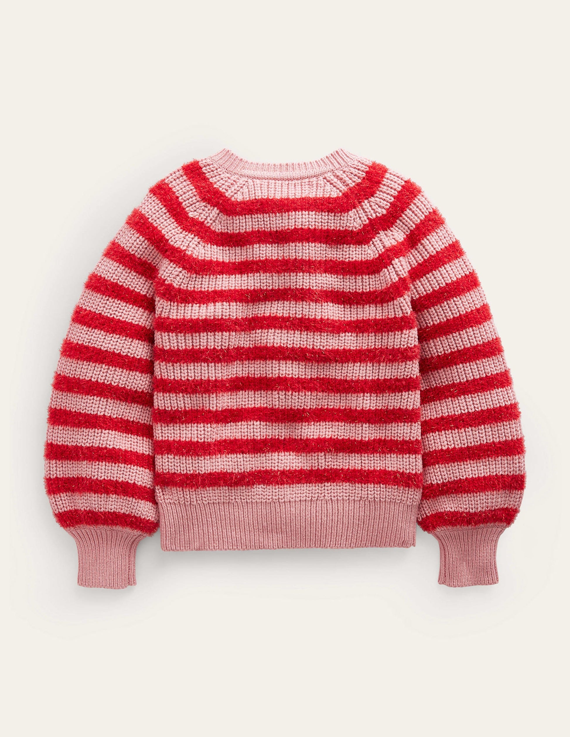 Blouson Stripe Cardigan-Mid Pink Sparkle-2
