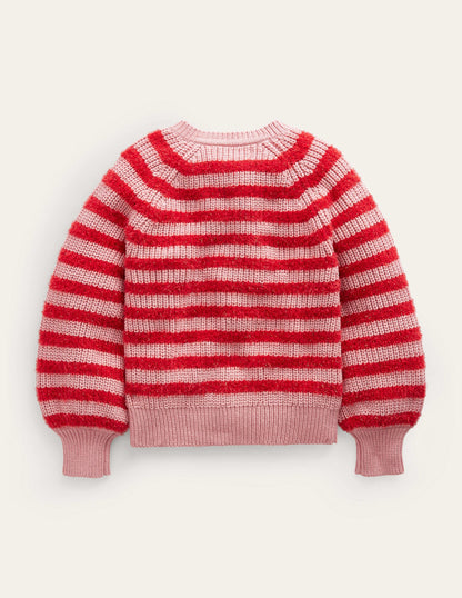 Blouson Stripe Cardigan-Mid Pink Sparkle-2