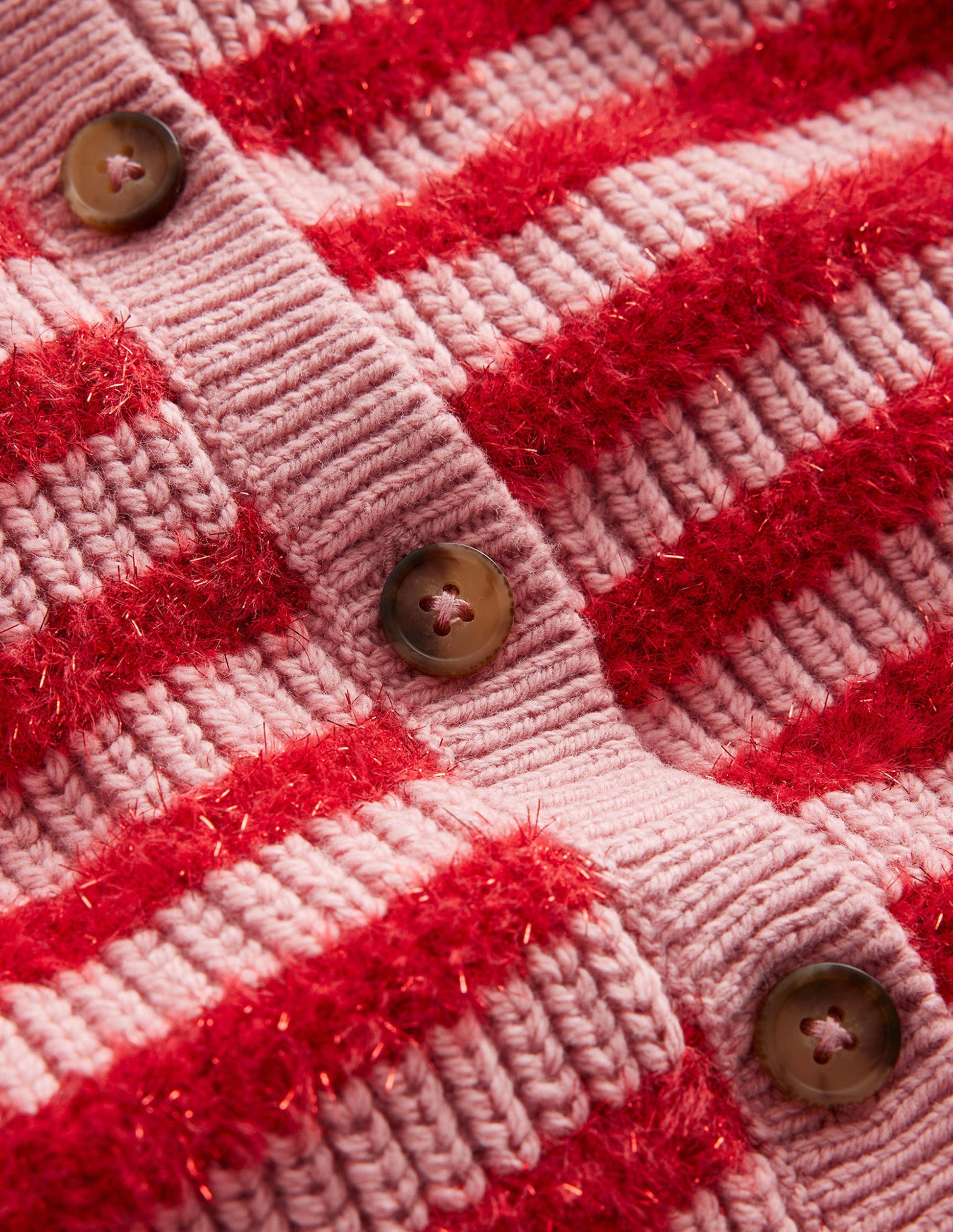 Blouson Stripe Cardigan-Mid Pink Sparkle-3