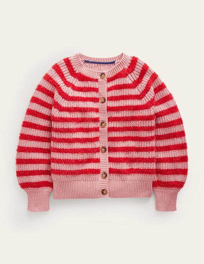 Blouson Stripe Cardigan-Mid Pink Sparkle-1