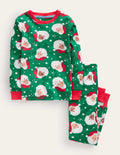 Snug Long John Pyjamas-Veridian Green Christmas