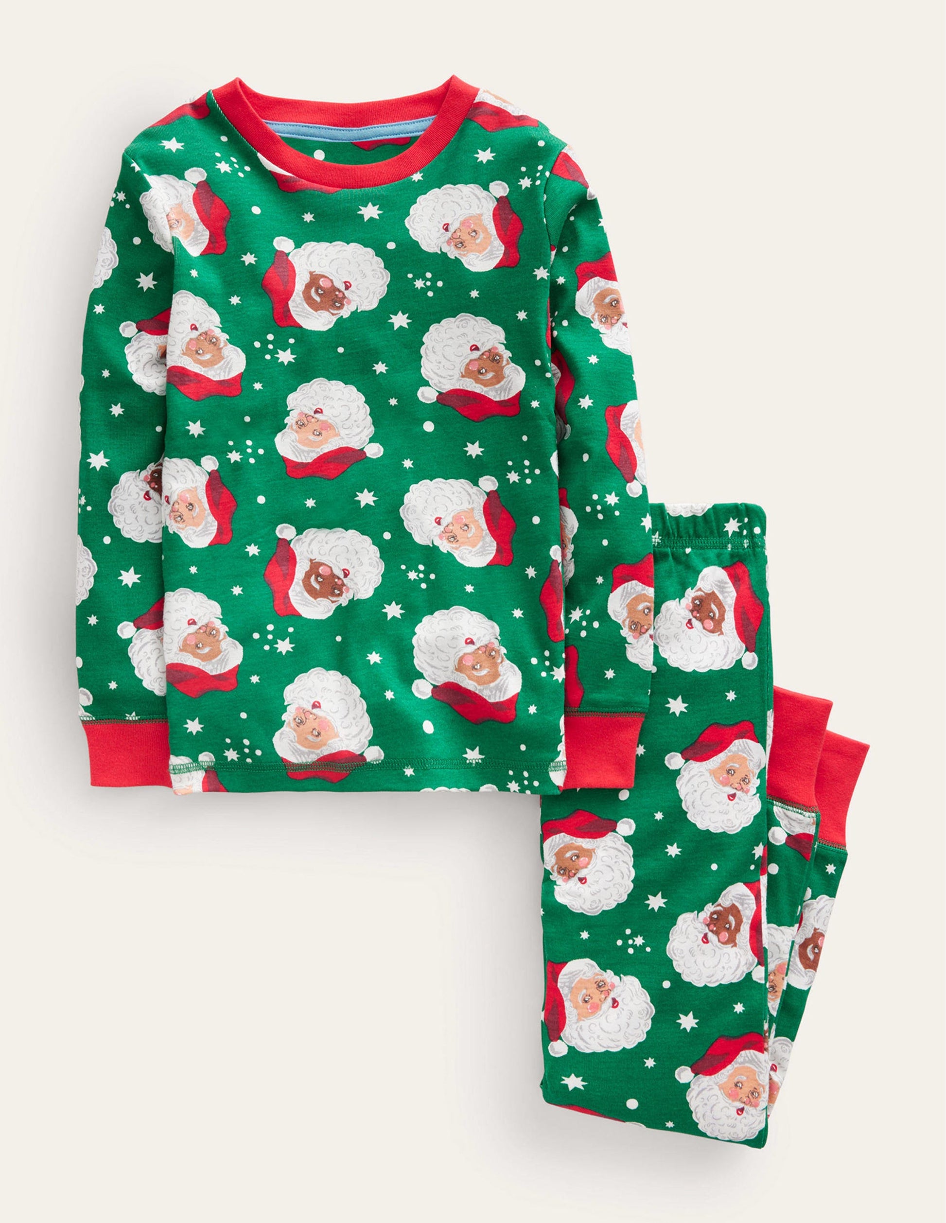 Snug Long John Pyjamas-Veridian Green Christmas-1