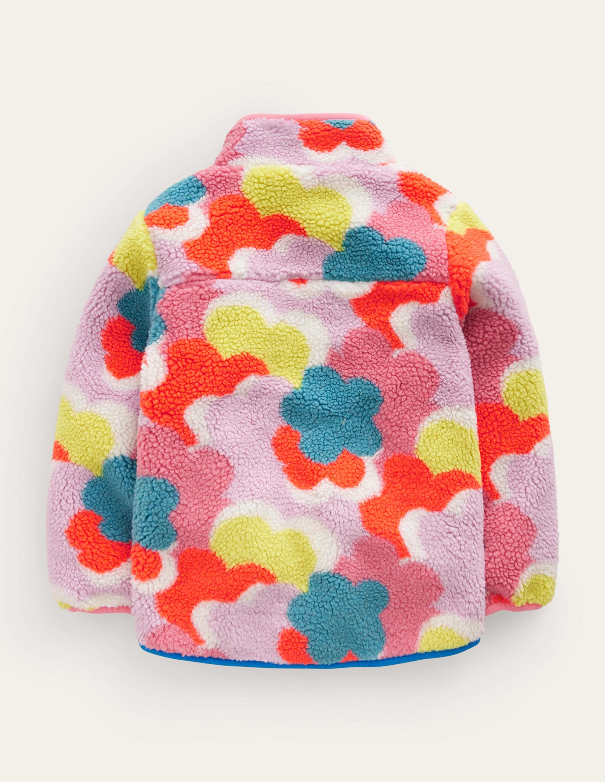 Zip Through Printed Fleece-Multi Rainbow Clouds - Image 2