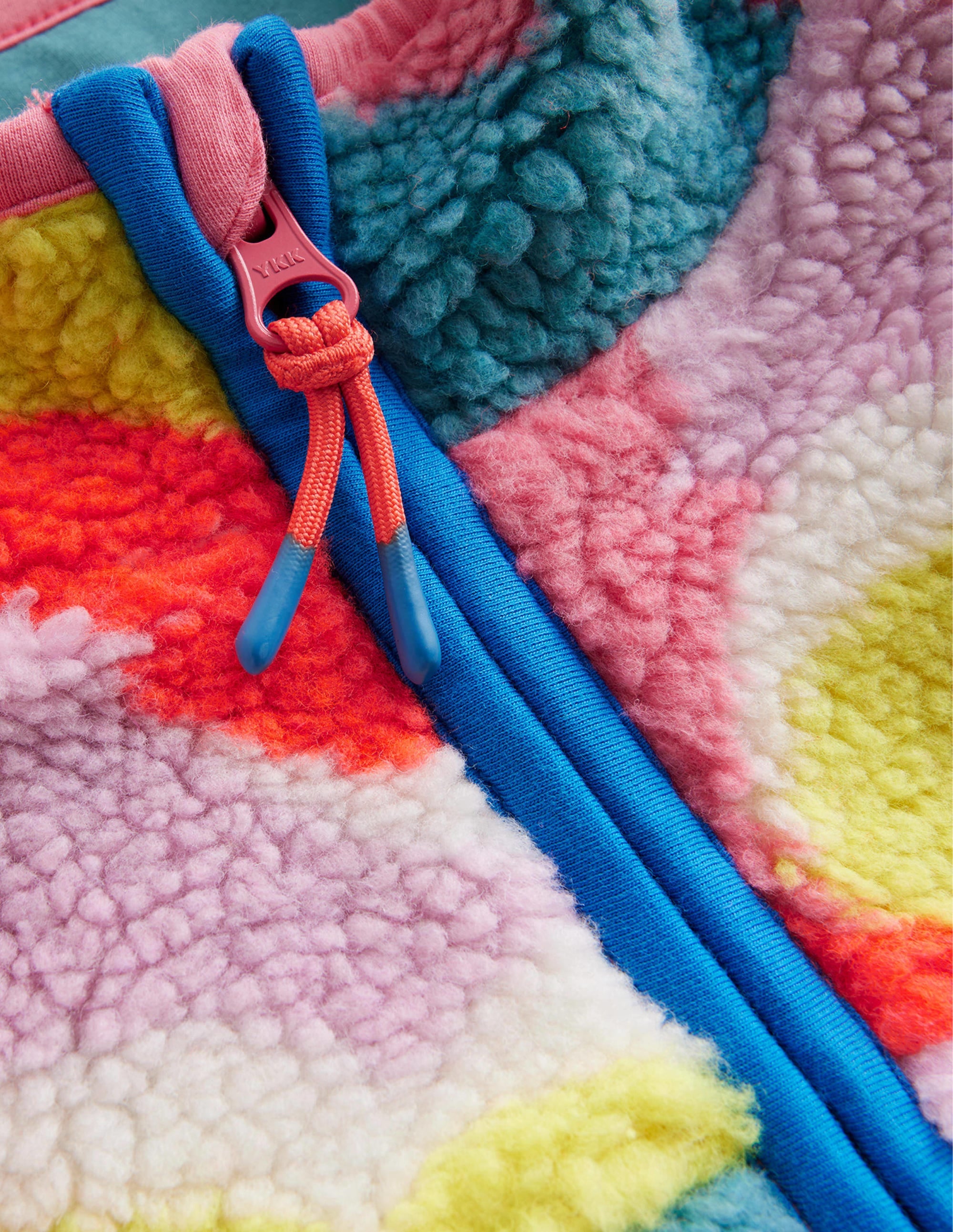 Zip Through Printed Fleece-Multi Rainbow Clouds - Image 3