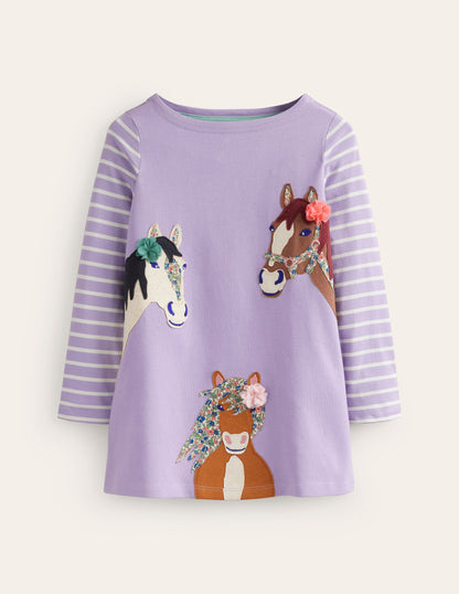 Appliqué Jersey Tunic-Pansy Purple-1