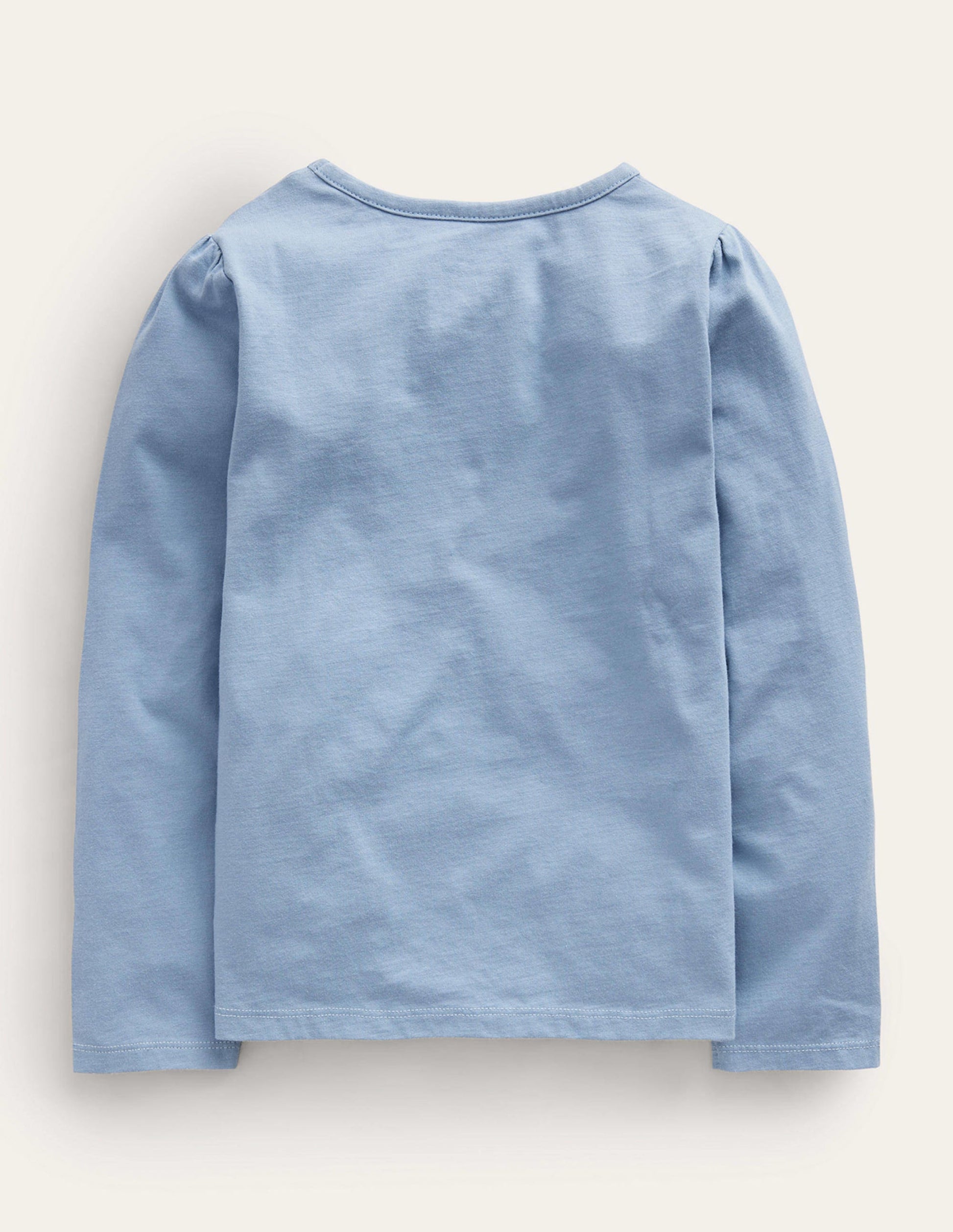 Appliqué Puff-Sleeve Top-Pebble Blue Ballerina-2