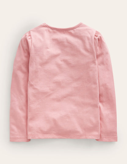 Appliqué Puff-Sleeve Top-Blush Pink Bunny-3