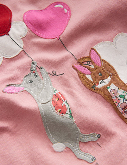 Appliqué Puff-Sleeve Top-Blush Pink Bunny-4