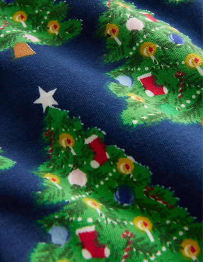 Fun Cosy Leggings-College Navy Christmas Trees-3