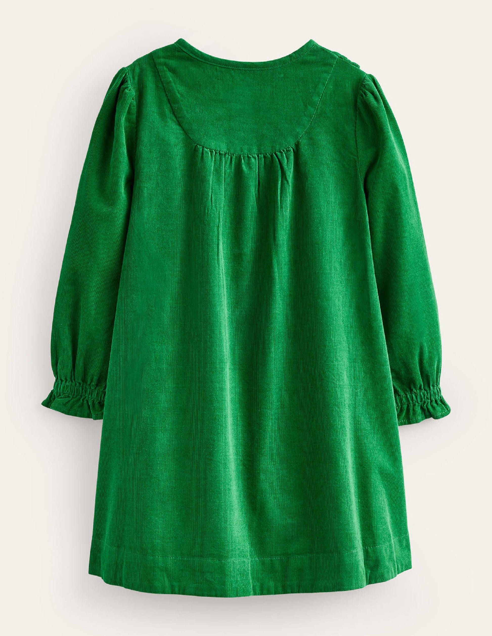 Scallop Cord Dress-Deep Green-2