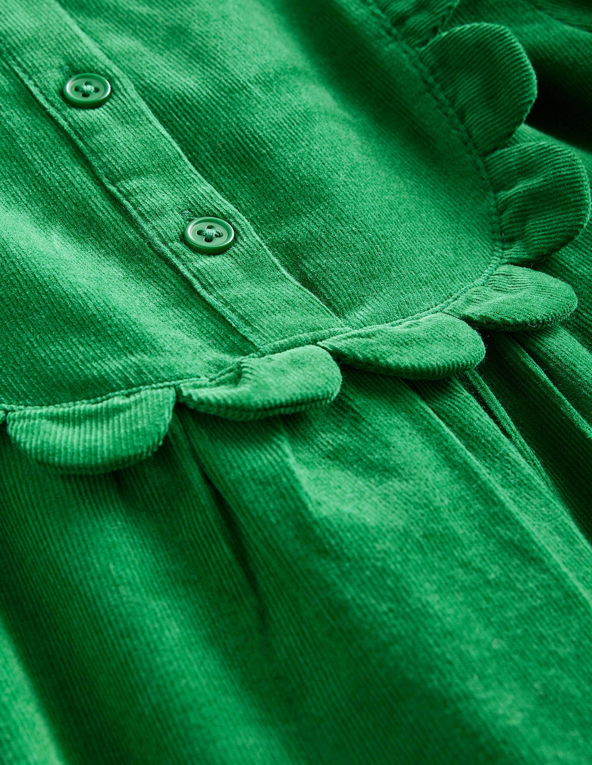 Scallop Cord Dress-Deep Green-3
