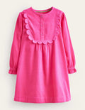 Scallop Cord Dress-Vibrant Pink