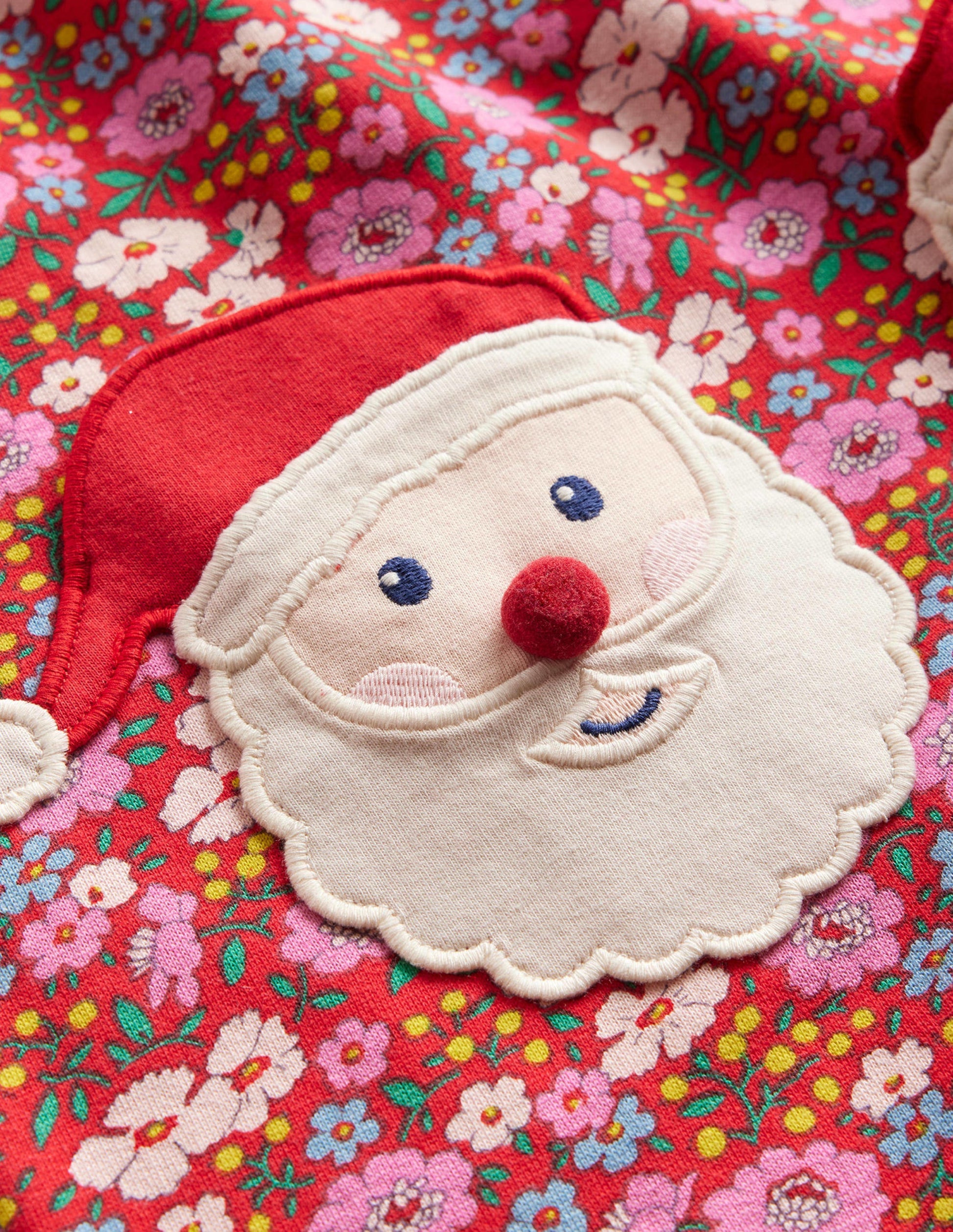Applique Sweatshirt Tunic-Brilliant Red Festive Flower-3