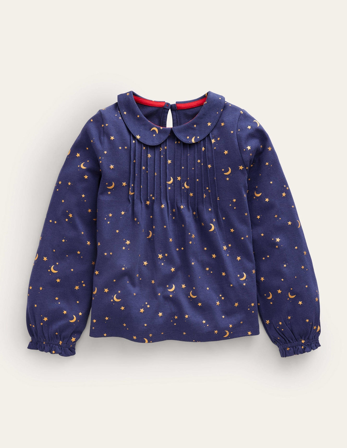 Collared Jersey Top-College Navy Twinkly Star