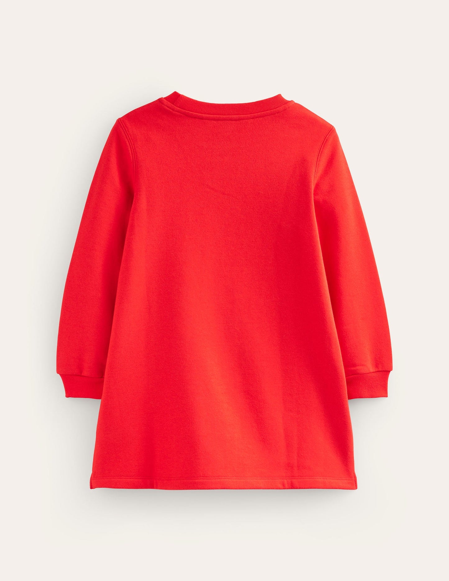 Cosy Appliqué Sweatshirt Dress-Brilliant Red Christmas Tree