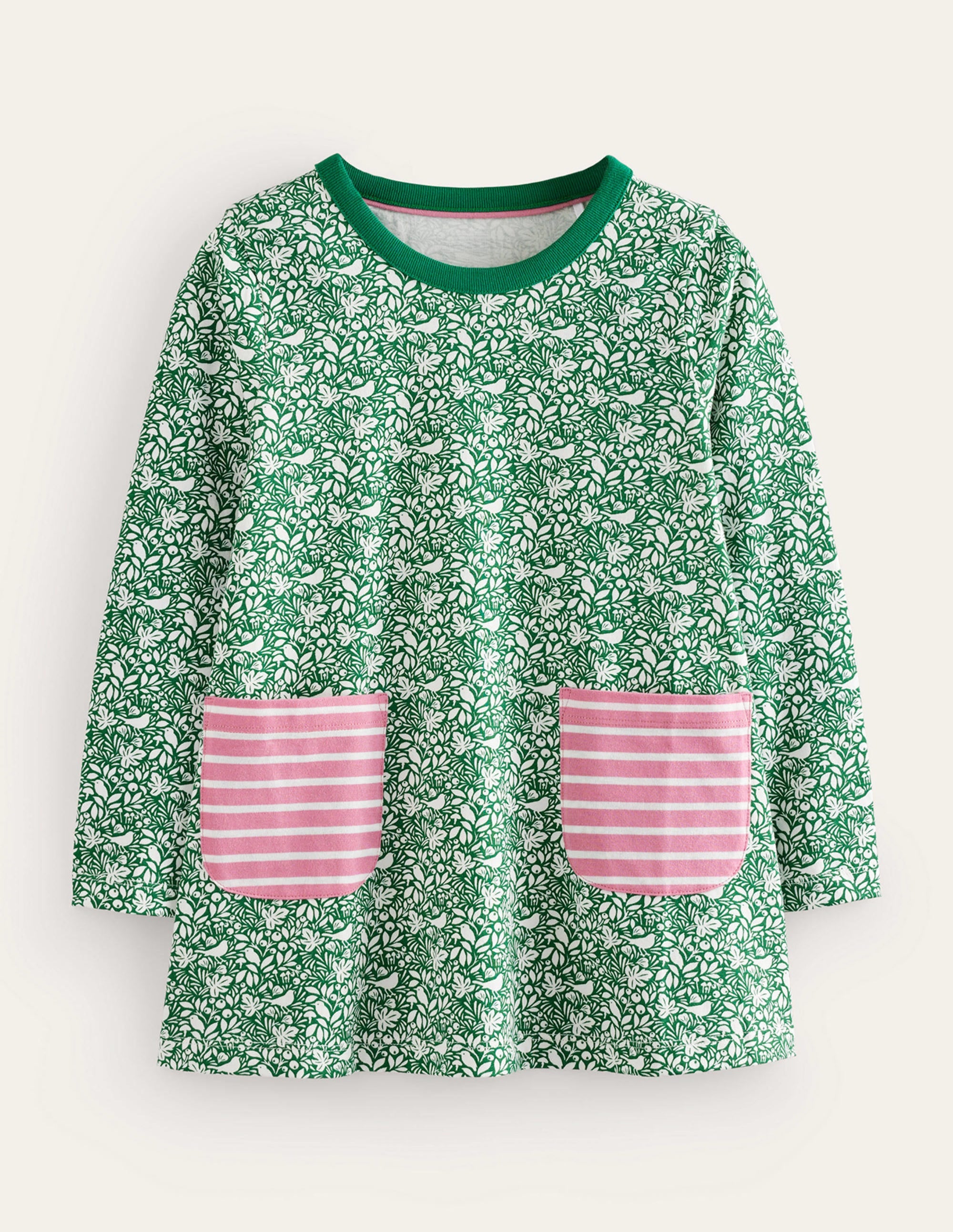 Printed Tunic-Veridian Green Robins - Image 1