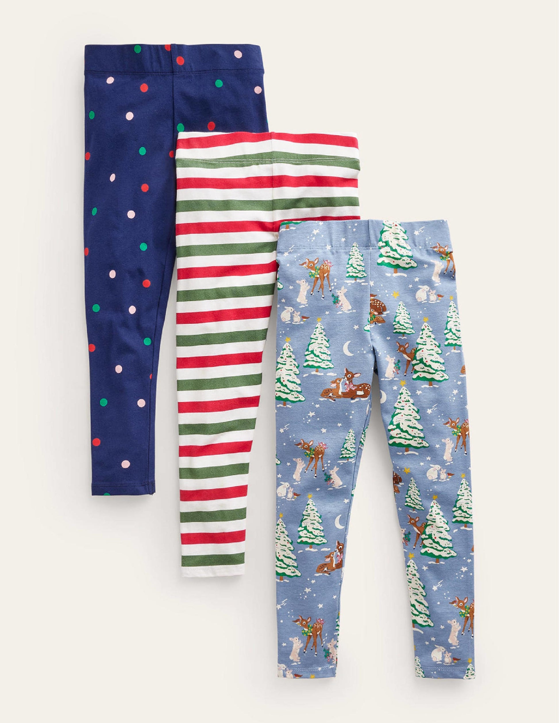 3-Pack Leggings-Pebble Blue Festive Woodland-1