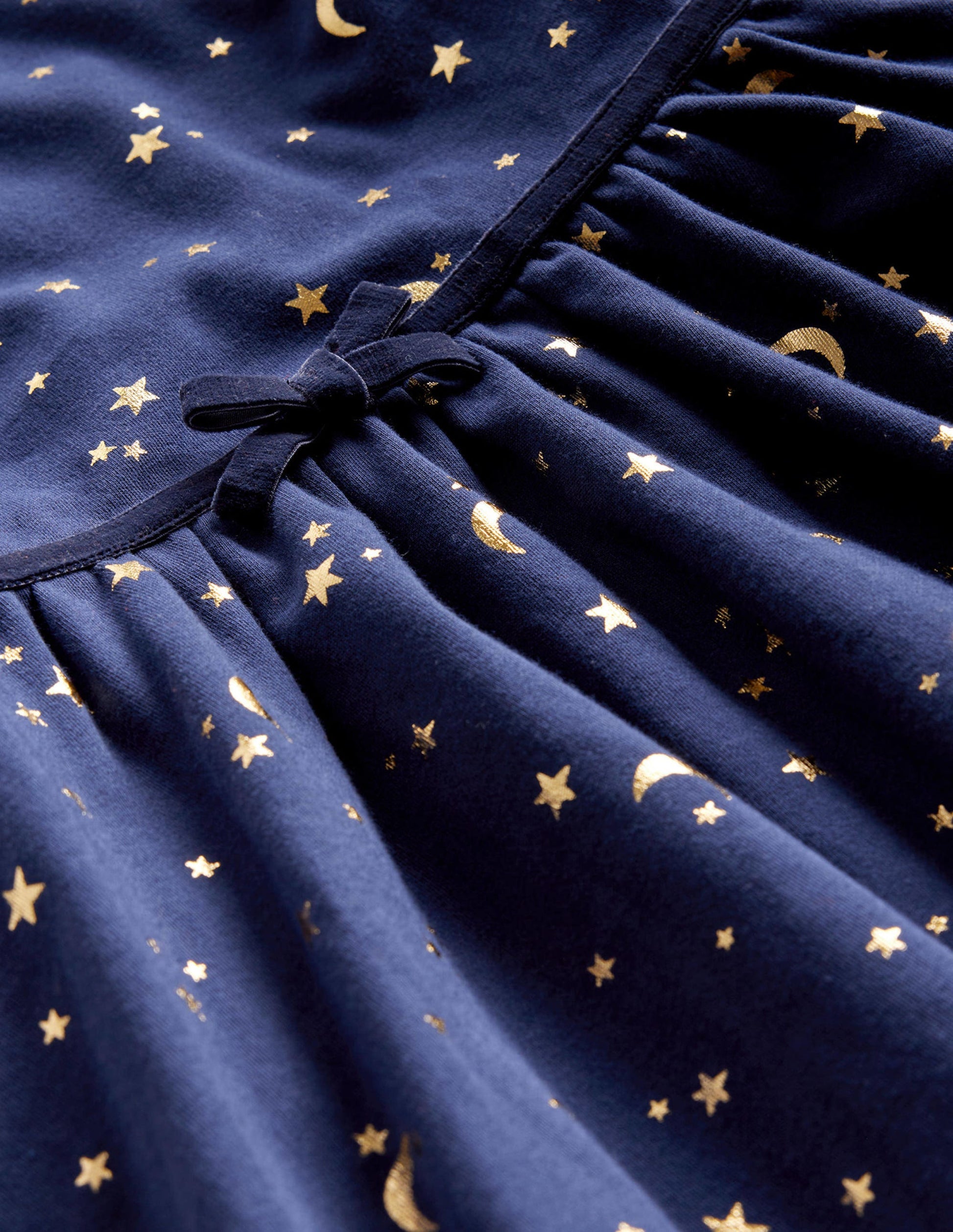 Collared Twirly Dress-College Navy Gold Foil Star-3