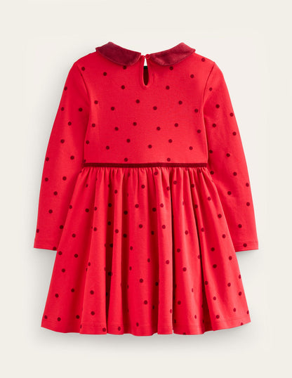 Collared Twirly Dress-Rockabilly Red Confetti Spot-2