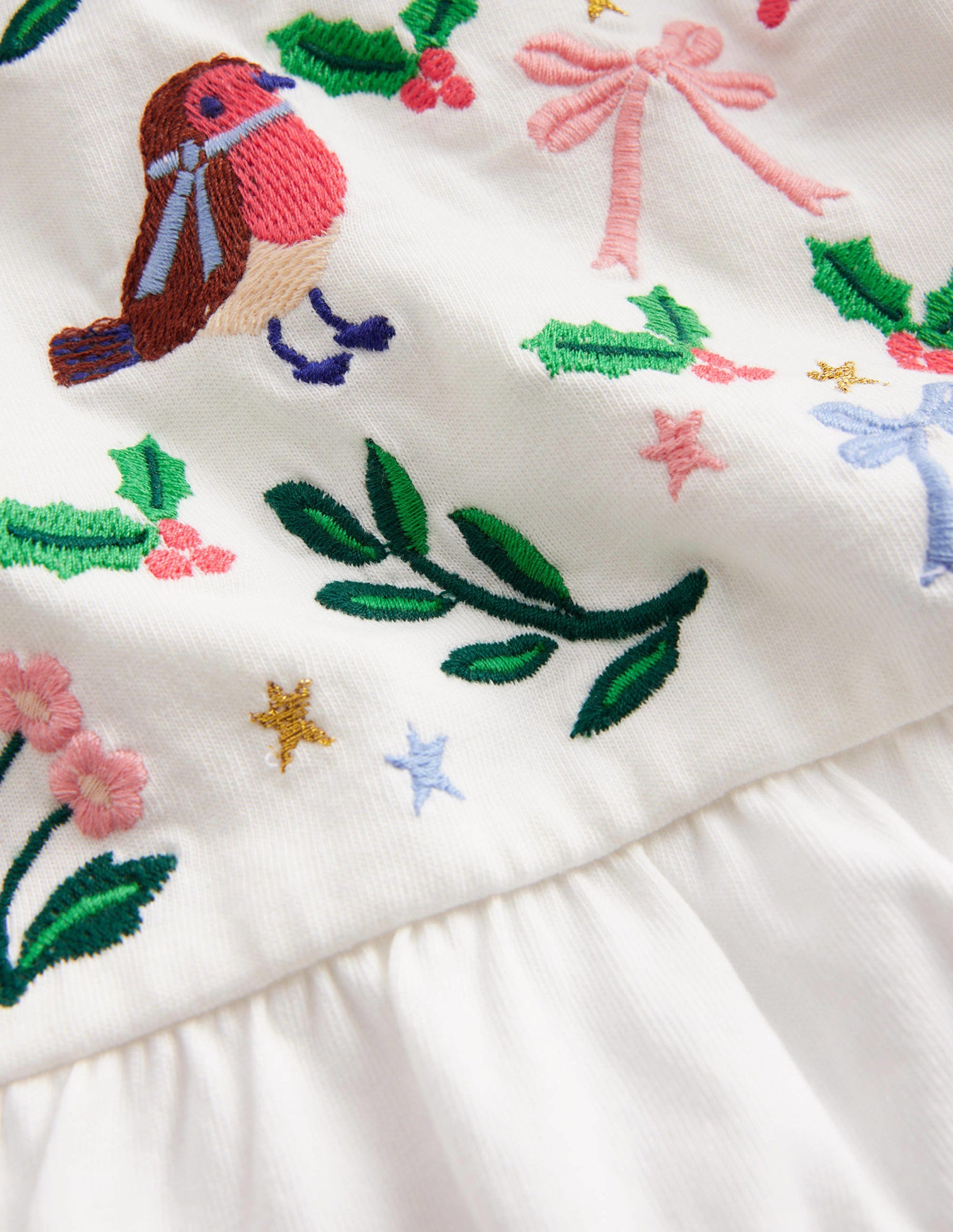 Embroidered Jersey Top-Ivory Festive-3