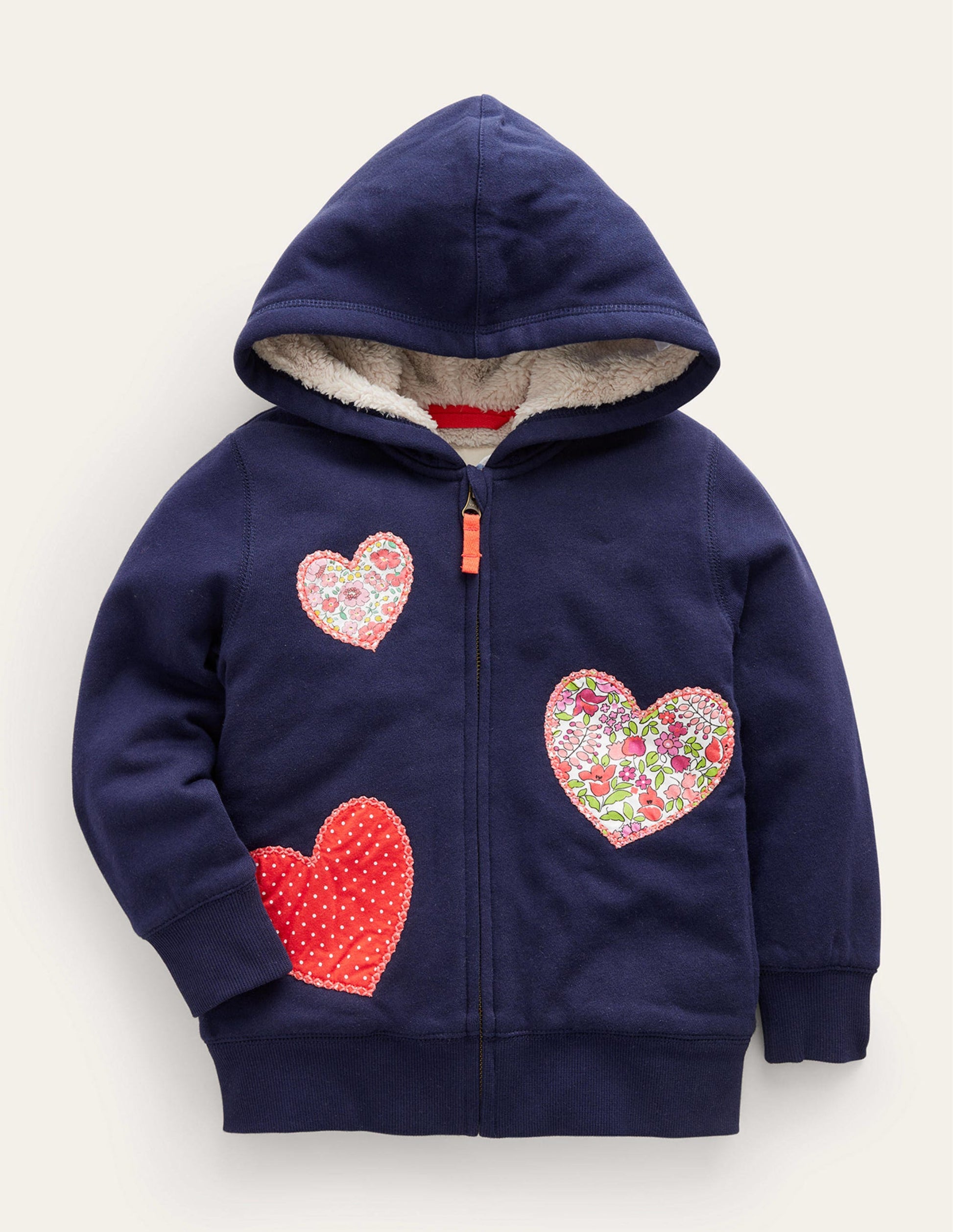 Applique Lined Hoodie-French Navy Hearts-1