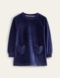 Velour Heart Pocket Tunic-College Navy