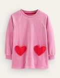 Velour Heart Pocket Tunic-Almond Pink