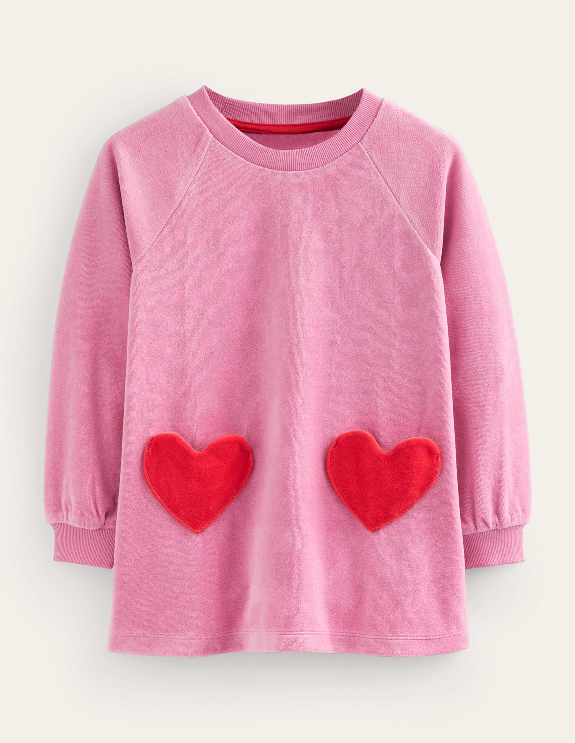 Velour Heart Pocket Tunic-Almond Pink - Image 1