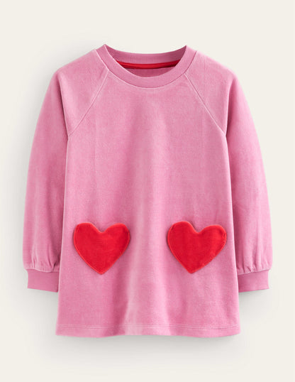 Velour Heart Pocket Tunic-Almond Pink-1