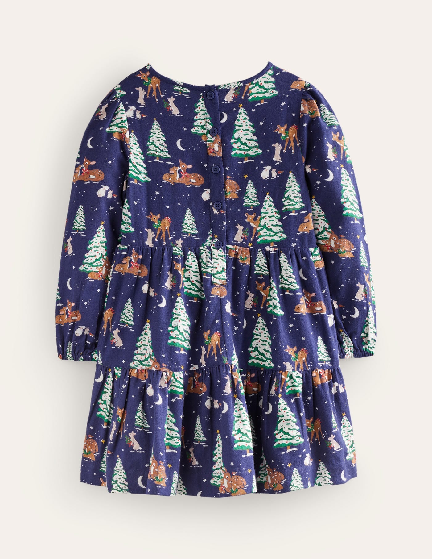 Twirly Cotton Dress-College Navy Festive Woodland-2