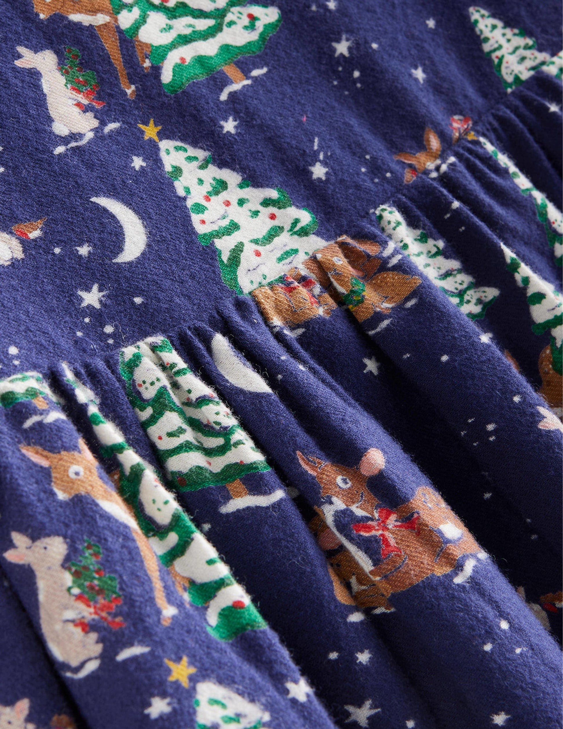 Twirly Cotton Dress-College Navy Festive Woodland-3