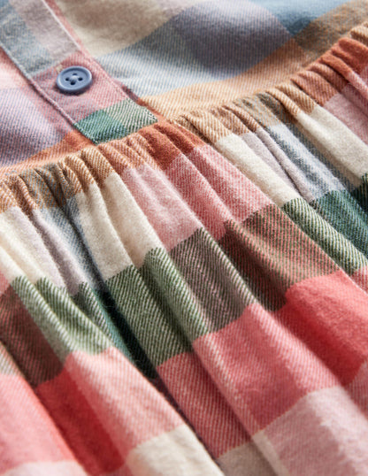 Drop Waist Shirt Dress-Pink / Green Multi Gingham