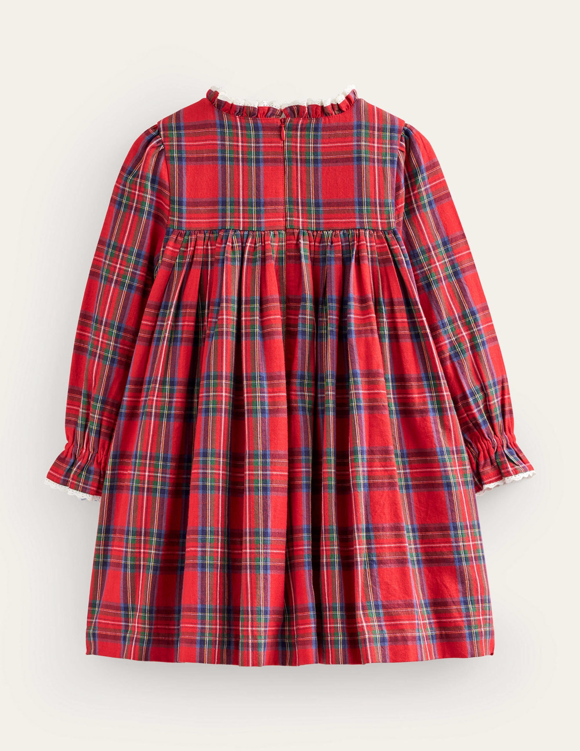 Smocked Heritage Check Dress-Red / Blue Check - Image 2