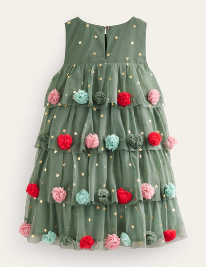 Christmas Tree Tulle Dress-Reed Green-2