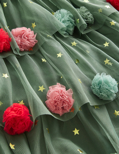 Christmas Tree Tulle Dress-Reed Green-3