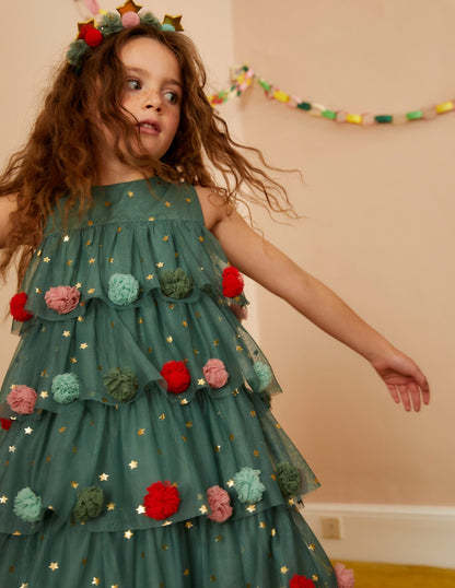 Christmas Tree Tulle Dress-Reed Green-4