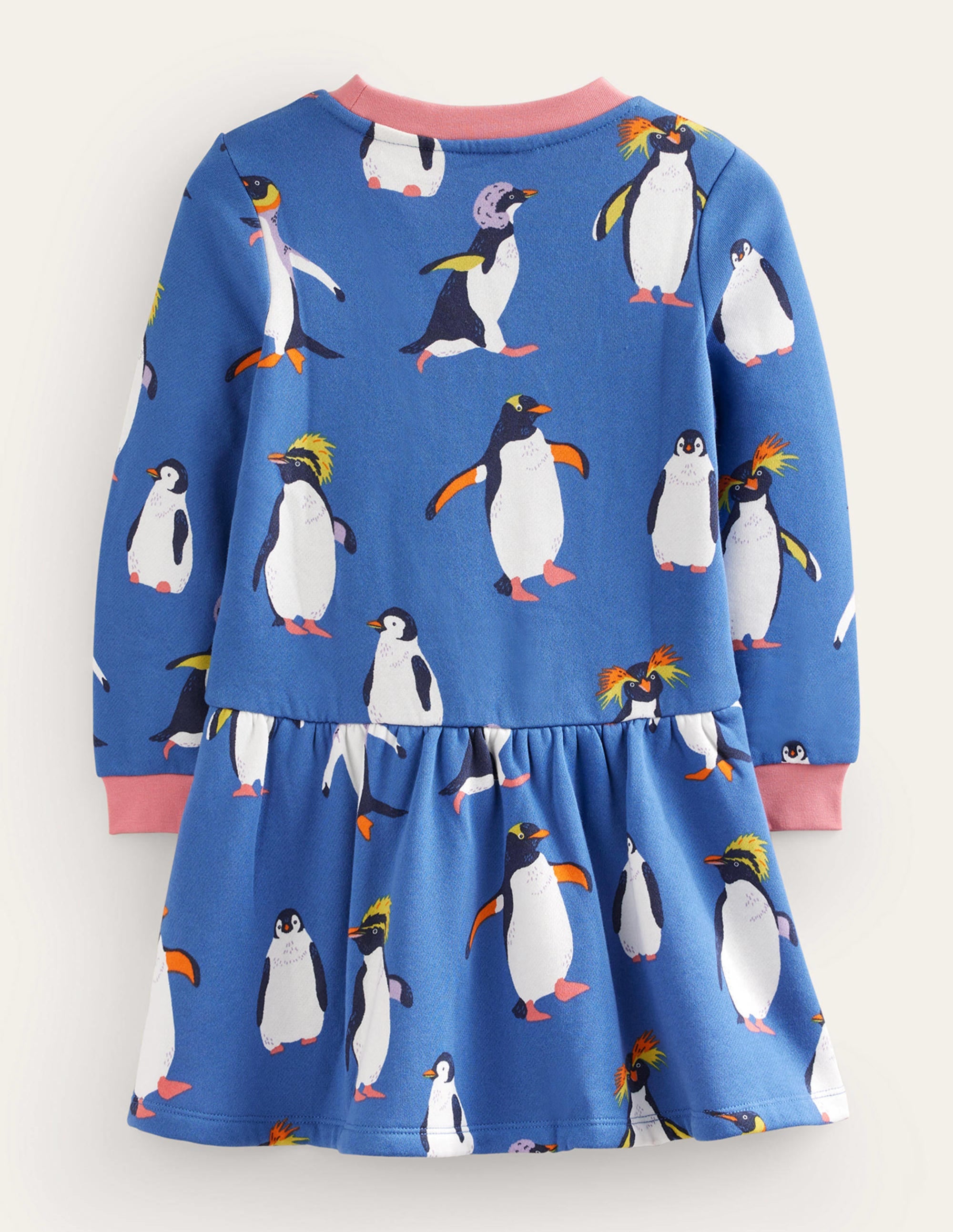 Cosy Printed Sweatshirt Dress-Delft Blue Penguin - Image 2