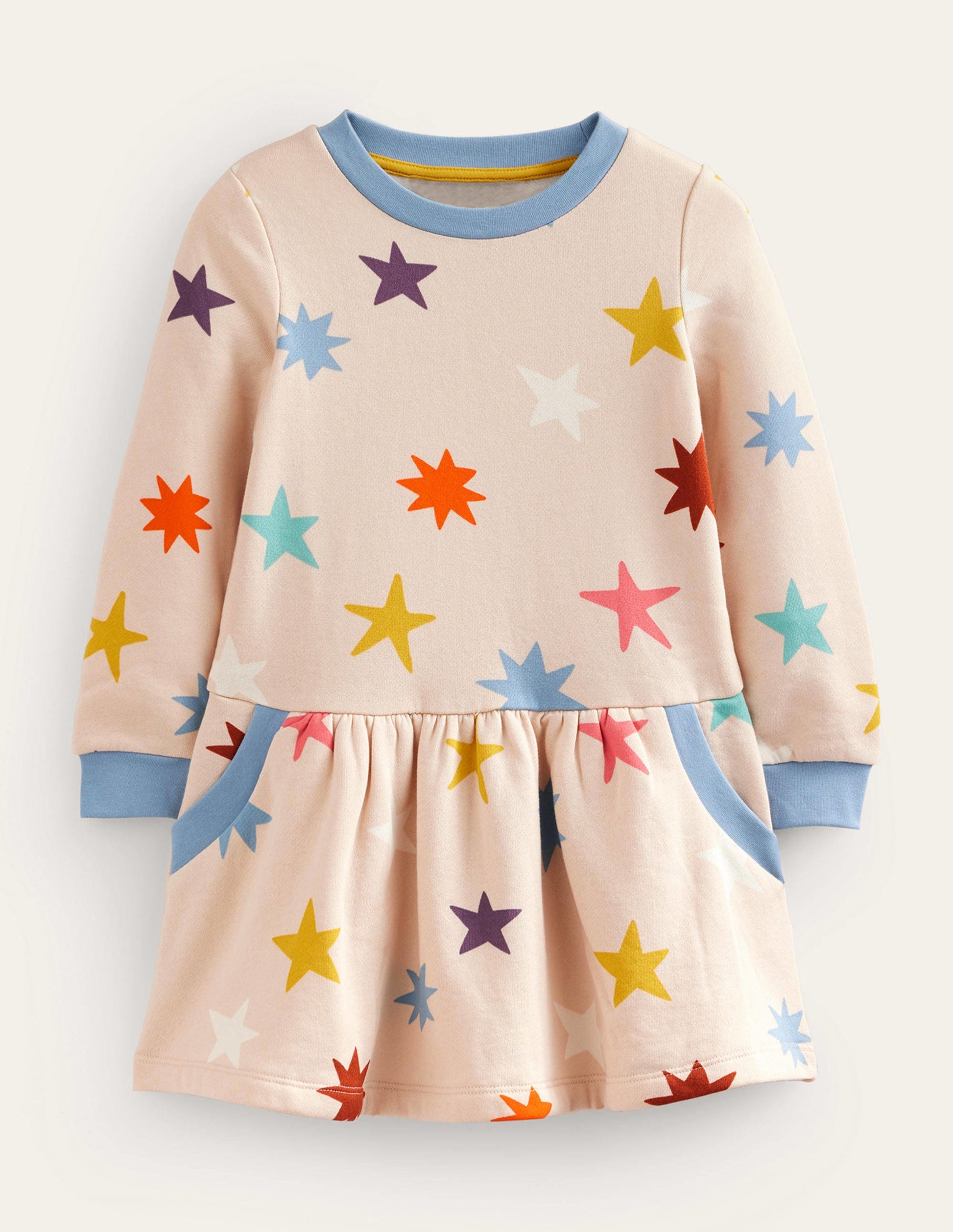 Cosy Printed Sweatshirt Dress-Sandpiper Multi Star-1