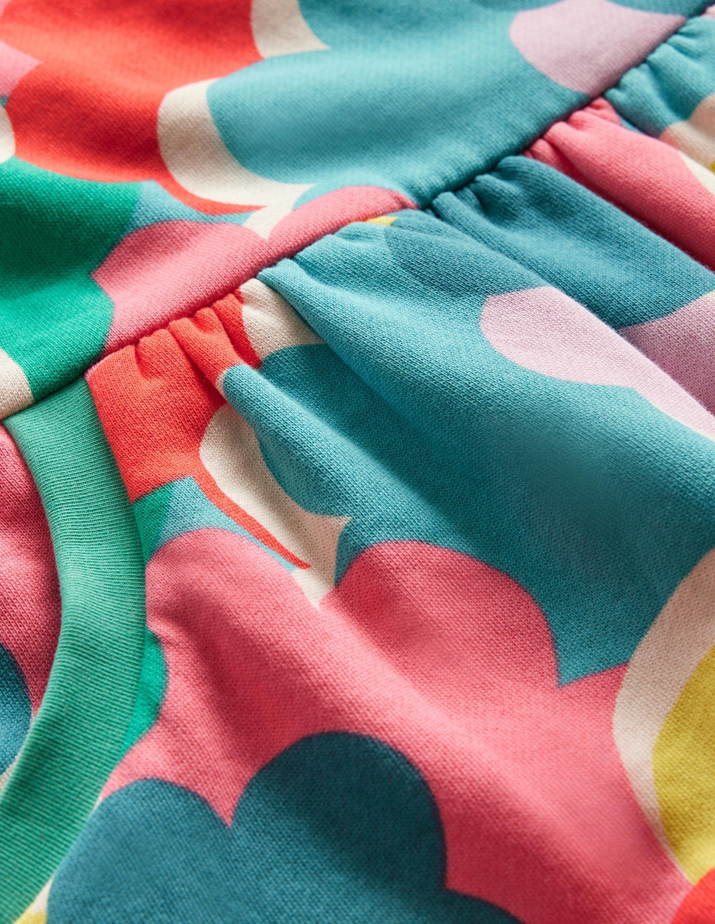 Cosy Printed Sweatshirt Dress-Multi Rainbow Clouds