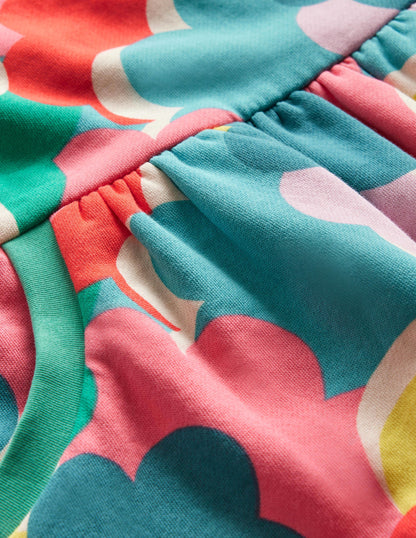 Cosy Printed Sweatshirt Dress-Multi Rainbow Clouds-3