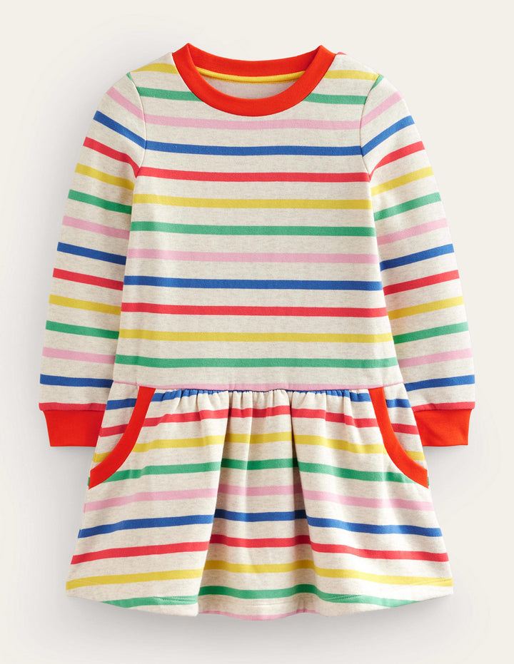 Cosy Printed Sweatshirt Dress-Multi Stripe