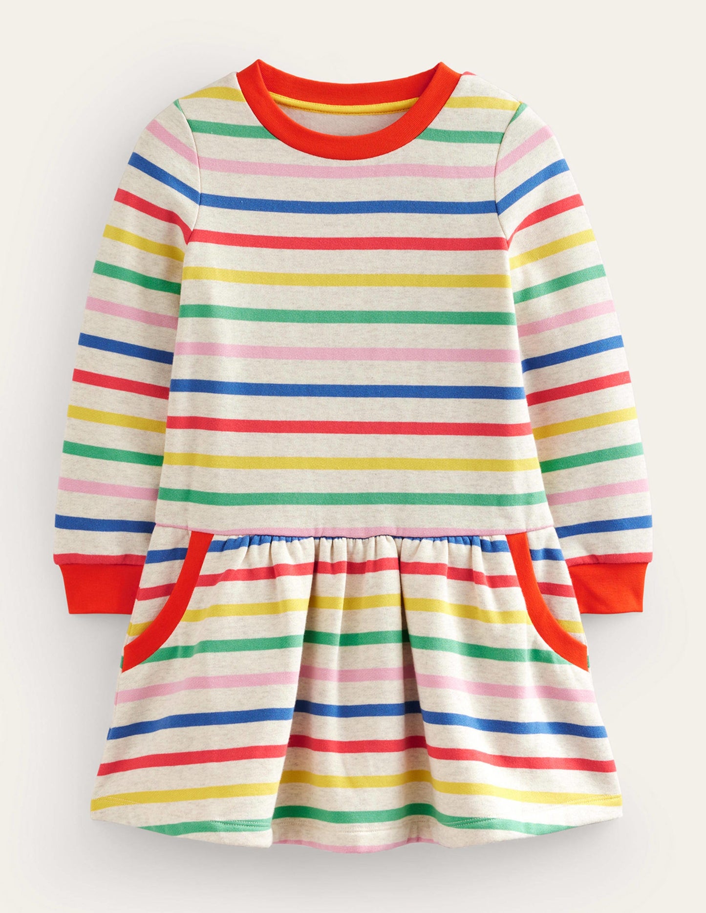 Cosy Printed Sweatshirt Dress-Multi Stripe