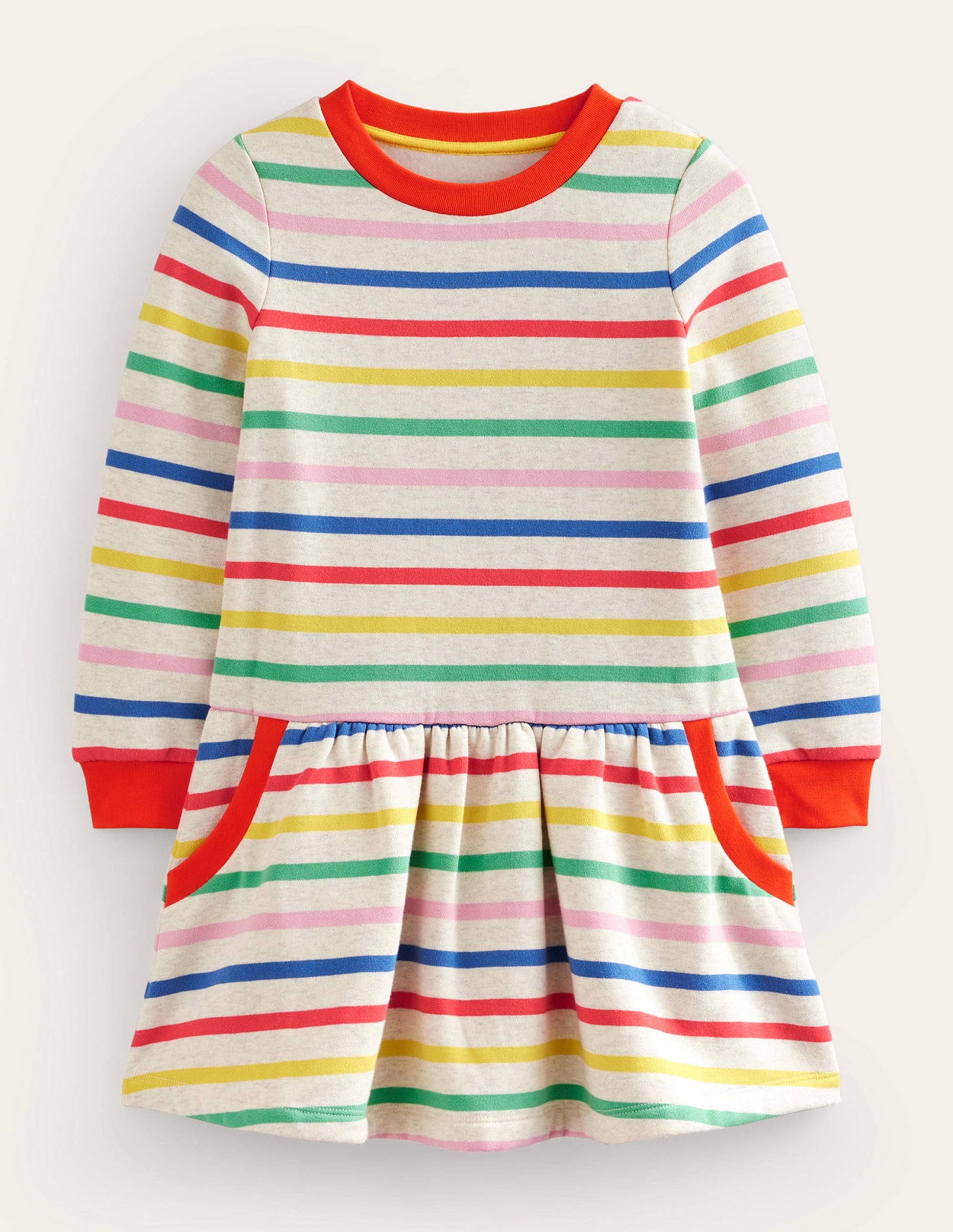 Cosy Printed Sweatshirt Dress-Multi Stripe-1