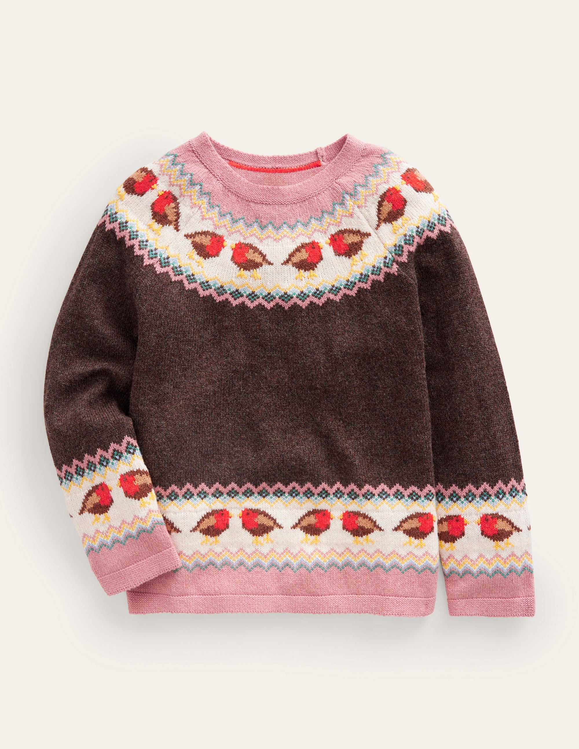 Swing Fair Isle Jumper-Charcoal Grey Robins - Image 1