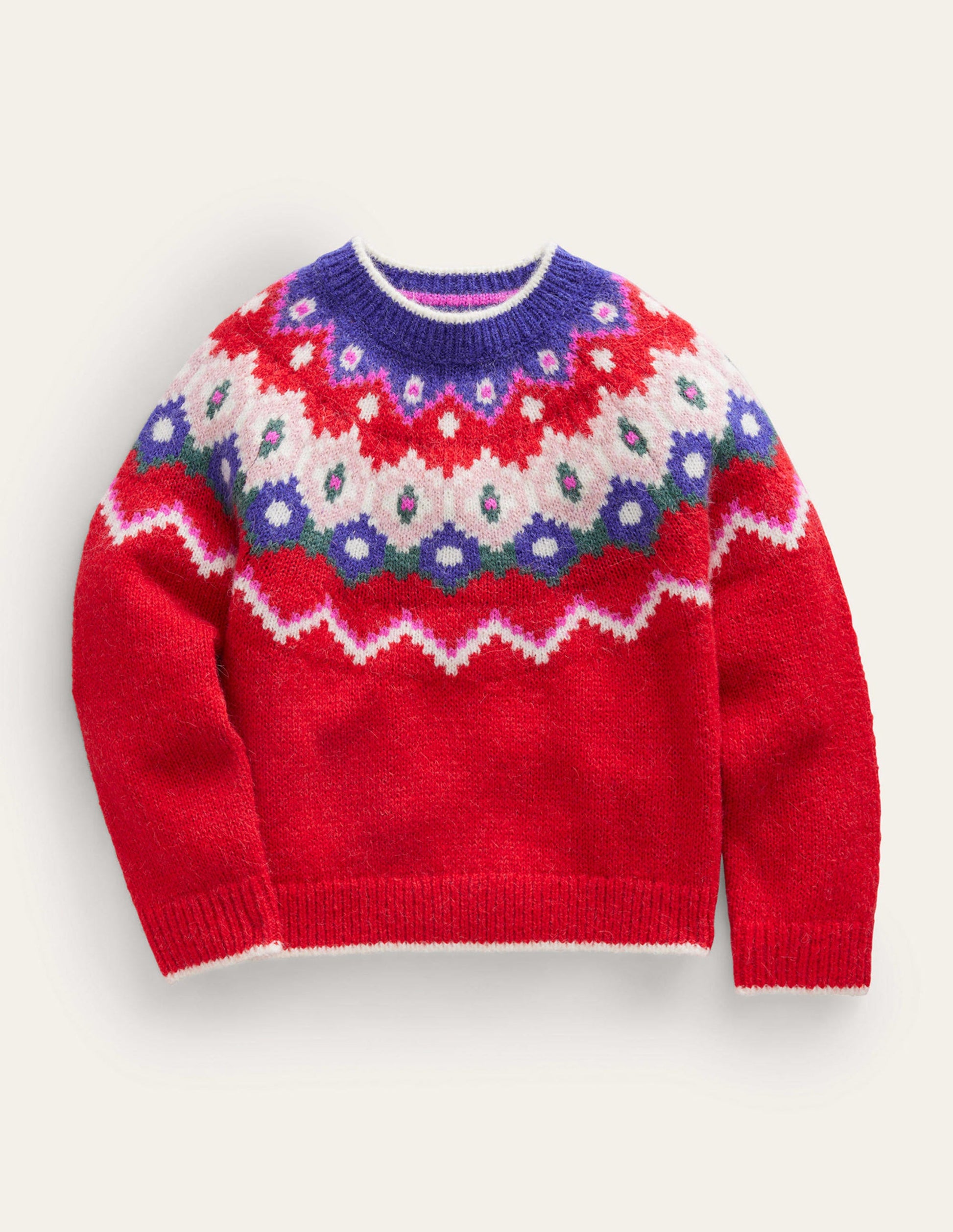 Cosy Fair Isle Jumper-Jam Red-1