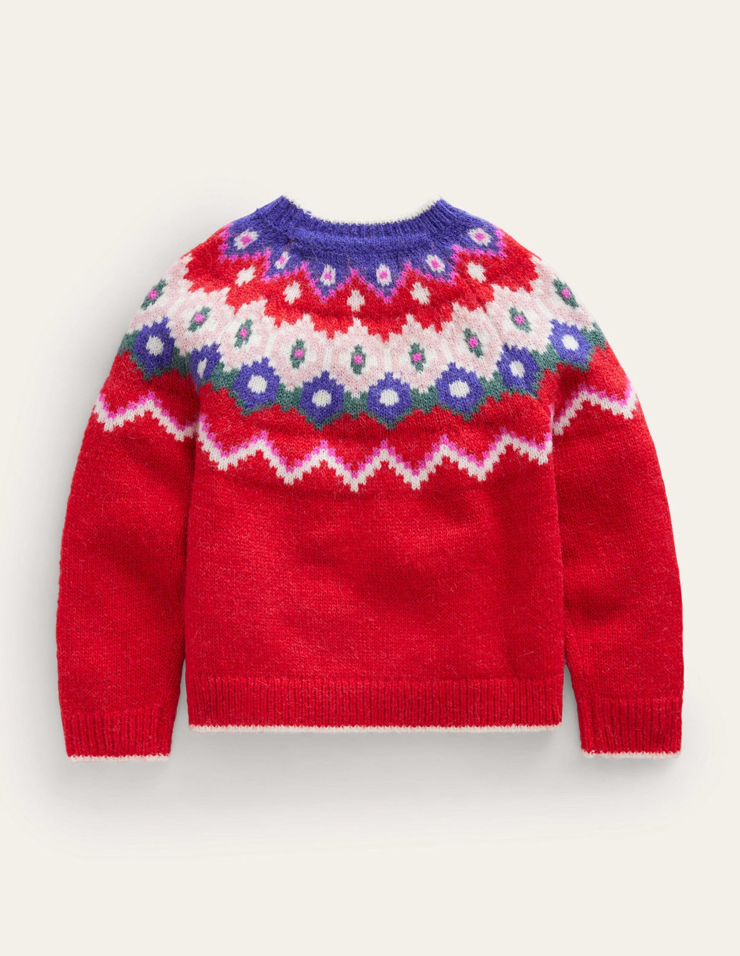 Cosy Fair Isle Jumper-Jam Red