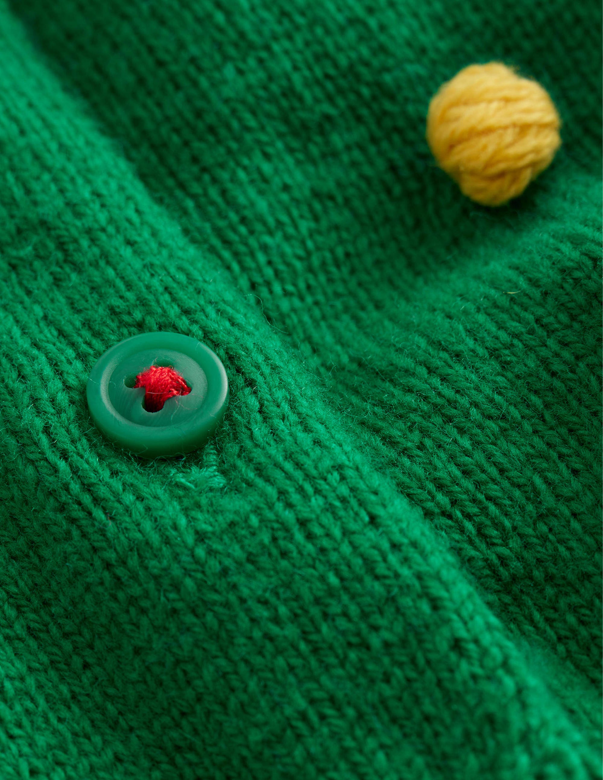 Christmas Pom Pom Cardigan-Veridian Green - Image 3